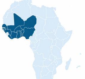 Carte de la zone d'intervention de WiLDAF-AO en Afrique de l'Ouest